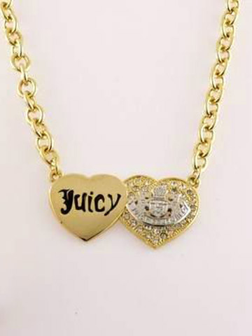 Juicy Couture Necklace Double Heart Gold