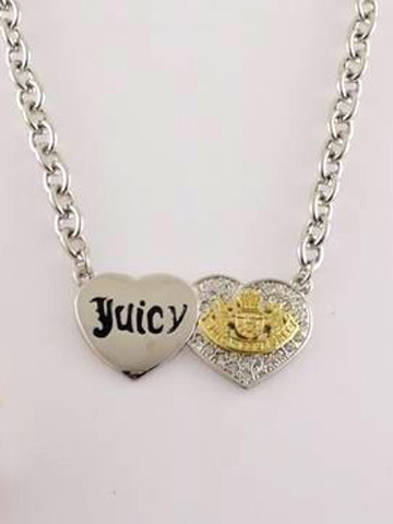 Juicy Couture Necklace Double Heart Silver