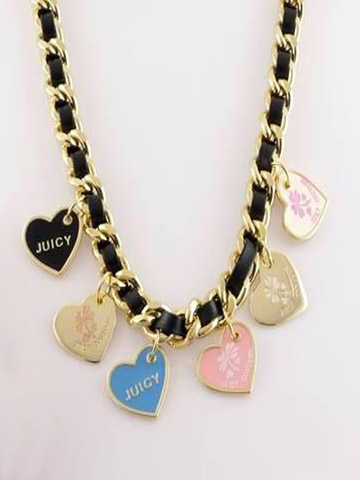 Juicy Couture Necklace Heart Gold Black Belt