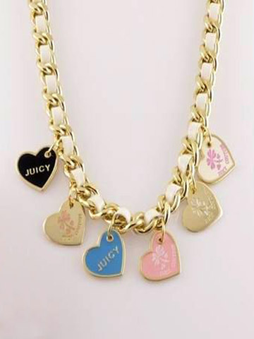Juicy Couture Necklace Heart Gold White Belt
