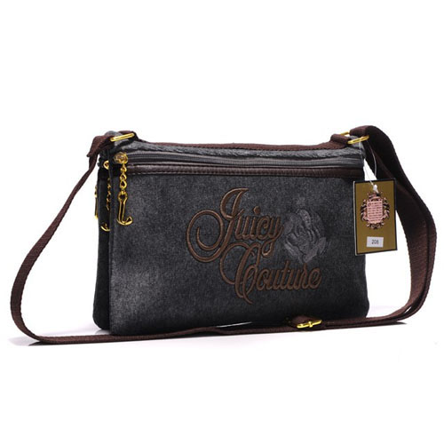 Juicy Couture Crossbody Bags Velour Rose Embroidery Faded Black