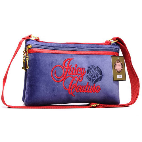 Juicy Couture Crossbody Bags Velour Rose Embroidery In Blue/Red