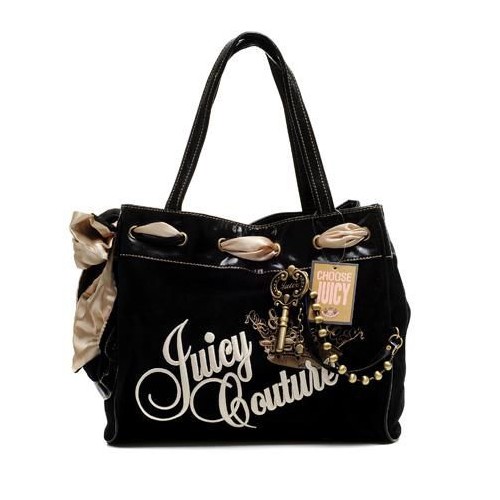 Juicy Couture Velour Tassel Daydreamer Handbag In Black-White