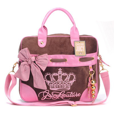 Juicy Couture Queen Couture Laptop Case In Coffee-Pink