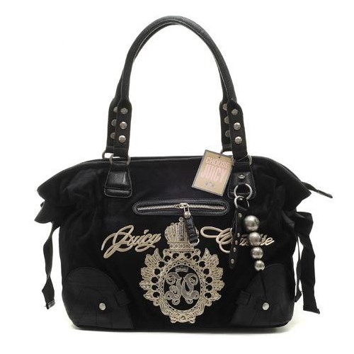 Juicy Couture Studded Velour Shoulder Bag In Black