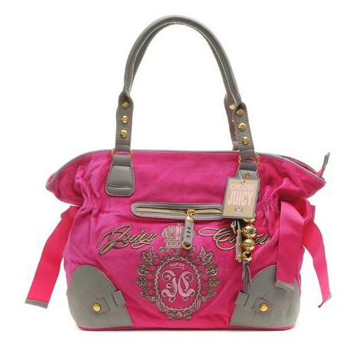 Juicy Couture Studded Velour Shoulder Bag In Mulberry-Grey