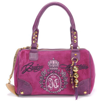 Juicy Couture Studded Velour Madge Handbag In Mulberry