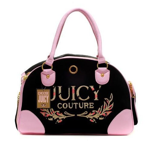 Juicy Couture Velour Laurel Dog Carrier Bag In Black-Pink