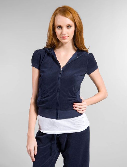 Juicy Couture Basic Velour Hoodie In Blue