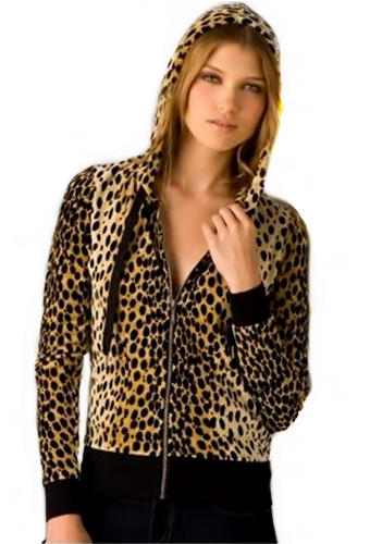 Leopard Grain Juicy Couture Faux Fur Collar Blazer
